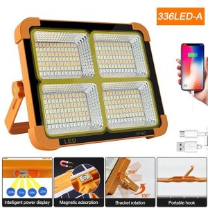 1000W Solar Emergency Light LED Flood lights Portable Camping Light 4 Modes Lamp SOS Warning Light