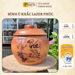[TẶNG ẤM 500ml & 1200ml] Bình Ủ Ấm Trà Gỗ Dừa Mẫu Trơn Điêu Khắc CHỮ PHÚC TRE Giữ Nhiệt Cao Cấp Quà Tặng Ý Nghĩa Sang