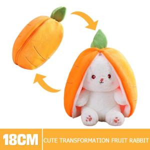 Strawberry Rabbit Plush Toy 2 in 1 Rabbit Stuffed Toy Cute Bunny Long Ear Fruit Animal Stuffed Doll Kids Sleeping Pillow Gift Girlfriend Party Surprise Gift girl Creative gift creative toy deformation doll Christmas gift