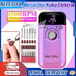 Mesin Bor Kuku Elektrik 45000RPM Kikir Kuku Portabel Isi Ulang Kit Bor Kuku Elektrik DIY Polisher Kit for Gel Nails Grinding Nail Art Tool
