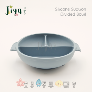 JIYU [JB-010] Silicone Suction Divided Bowl / Mangkok Silikon Suction dengan 3 lubang BPA FREE