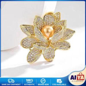 Micro Cubic Lotus Brooch Temperament Flower Pin Dress Accessory Female Gift