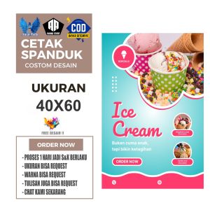 Cetak Spanduk Banner ES CREAM CEMIL Costom Desain