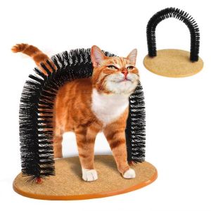OUTOPEN Plastic Cat Grooming Massage Brush Wear-resistant with Scratching Pad Kittens Interactive Toys Cat Comb Pet Toy Playing Teasing Hair Brush Cat Scratching Toy Cat Self-Grooming