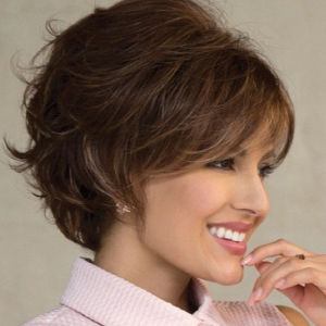 Cross-border wigs European and American fashion wigs womens short curly hair oblique bangs chemical fiber high temperature silk wigs headgear and wigs are versatile.