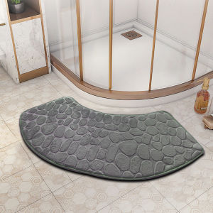 Bathroom Floor Mat Fan-shaped Anti Slip Foot Mat Absorbent and Dirt Resistant Floor Mat Simple Style