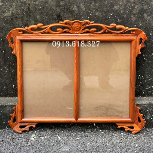 Khung hình thờ treo đôi 2 ảnh thờ gia tiên gỗ hương cỡ 21x31