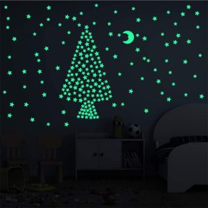 Kids Bedroom Fluorescent Glow In The Dark Stars Wall Sticker 100pcs