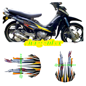 STIKER STRIPING LIS LES BODY MOTOR SUZUKI SHOGUN 110R TAHUN 2001 WARNA FULL HITAM 1SET STANDAR