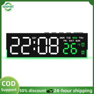 【HOSPORT】LED Alarm Clock with Atmosphere Lights Desk Clock USB Charging Port Large Display for Bedroom Home Living Room Office【1-3 days delivery】