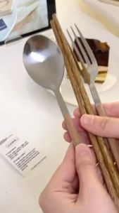 E.B.【Ready in Stock】 Portable 3 in 1 Chopsticks Spoon and Fork travel Creative Metal Cutlery Set Stainless Steel