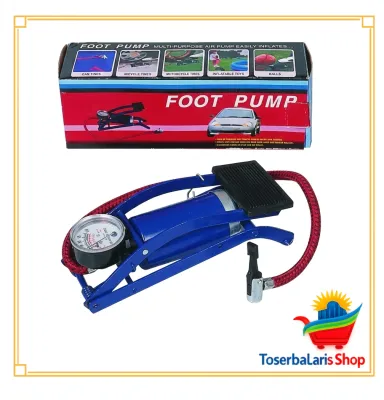 Foot Pump Pompa Kaki Alat Pompa Injak Ban Mobil Sepeda Motor Mini Kaki Foot Pump Pompa Kaki Angin 1 Tabung Portable Pengukur Tekanan