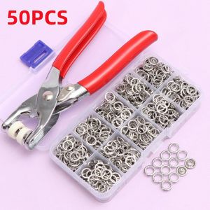 ชุดเครื่องมือคีมโลหะ สําหรับเย็บผ้า ชุดตอกพร้อมกระดุม ชุดคีมติดกระดุมแป๊ก ชุดกระดุมแป๊ก DIY พร้อมคีมตาไก่ ขนาด 9.5 มม. จำนวน 200 ชิ้น