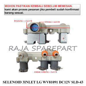 SLD43 WATER INLET MESIN CUCI / INLET / SELENOID 3INLET LG WV81091 DC12V SLD-43