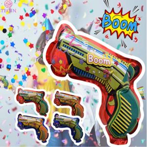 TEQIN IN stock 10pcs Balloon Salute Gun Automatic Inflatable Fireworks Gun Handheld Confetti Poppers Cannons Party Toys For New Year Birthday