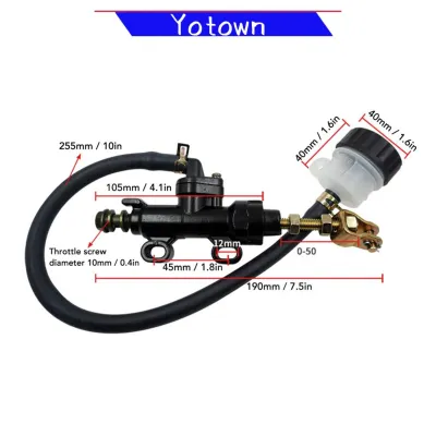 Yotown Bơm phanh xe máy GOTOTOP Bơm phanh chân phía sau Sắt bền và xi lanh chính PVC dành cho những người đam mê sửa đổi xe máy
