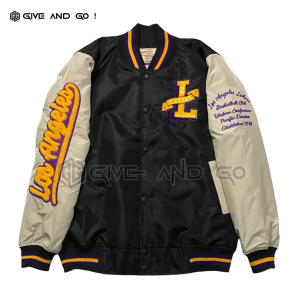 Varsity Jaket Baseball Vintage NBA JunasCloth Hitam Taslan