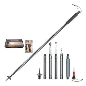 Aluminum Alloys 5 Section Trekkings Poles With Multifunctional Survival Tool For Outdoor Hiking And Mountaineering