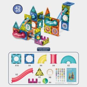 42/98PCS Magnetic block Magnet Building Tiles Clear Magnetic bricks 3D Building Blocks Construction Playboard Toys for Kids磁力片磁铁积木玩具
