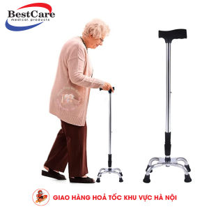 Gậy Tập Đi 4 Chân Thương Hiệu BestCare Chính Hãng Bằng Inox Dành Cho Người Già