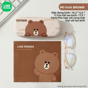 LINE FRIENDS Hộp đựng kính BROWN hoạt hình dễ thương nhỏ gọn tiện lợi mang theo khi đi du lịch LFB113