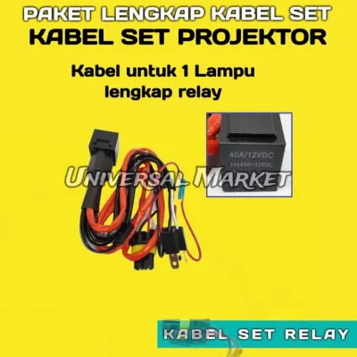 Kabel Relay Super Lampu HID Projector Biled Projie LED Mobil Motor H4 1 Lampu dan 2 Lampu