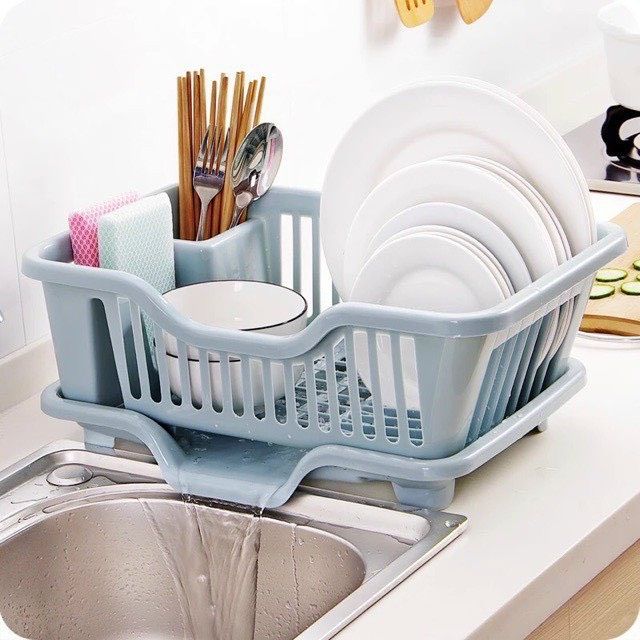 Giá để bát đĩa, kệ úp chén có ống đũa đa năng kèm khay hứng thoát nước ...