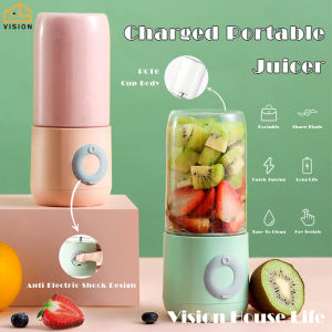 Vision 500ML Rechargeable Juicer Portable Juicer Fruit Extractors Wireless Automatic Mini USB Rechargeable Juice Cup Blender Cut Mixer with Strong Motor for Home & Travel