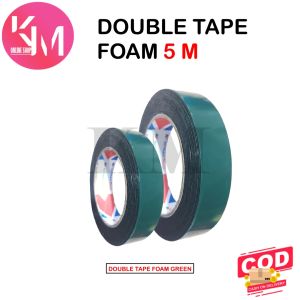 Tape Double Foam 1" Inch x 5m / Double Tape kaca / Double Side Foam Tape / Double tape hijau busa