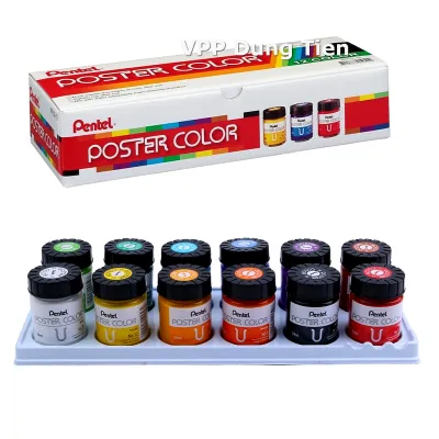 Màu poster color Pentel bộ 12 màu bột pha sẵn Pentel WPU2-12 CHÍNH HÃNG