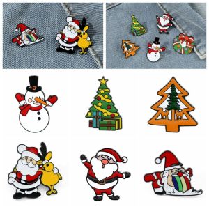 SKJK Christmas Christmas Brooch Snowman Fashionable Santa Claus Brooch Backpack Accessories Cute Christmas Tree Pins New Year Pins