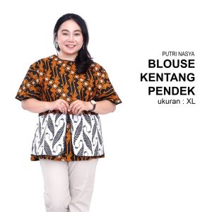 Blouse Big Size Wanita Atasan Batik Lengkap L-XL-2L-3L-4L-5L-6L-7L Model Blus Jumbo Seragam Batik / Atasan Formal Kantor Wanita Big Size