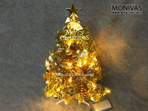 Gold Christmas Tree w Storage Bag Set 60cm Xmas Tabletop Decorations