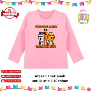 Atasan Anak Lengan Panjang Motif Tung Tung Sahur Garam Dan Madu Untuk Usia 3-10 Tahun