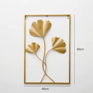 【Free Shipping】Painting Wall Decor Frame Wall Decor Metal Wall Decor with Leaf Art Gold Framed Leaves Artwork with Square Frame Leaf Art Display Design for Living Room Decor