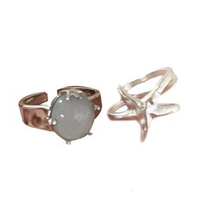 Trendy Open Band Rings Pair Unique Marine Life Designs Comfortable Wear Alloy Portable for Beach Vacation Outfits