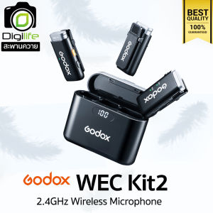 Godox WEC Kit2 High-Quality 2.4GHz Wireless Microphone System with 48KHz/16Bit Sampling Rate for Cameras Smartphones Tablets - 3-Year Thailand Warranty