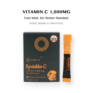 [HALAL] OMFA Vitamin C 1000mg Fast Melt Sachet 30 Sticks No Water