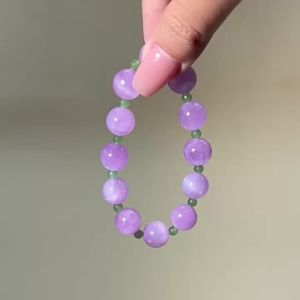 Natural Kunzite Bracelet "Purple Jade Fortune" High-Quality Elegant Luxury Beaded Bracelet for Women