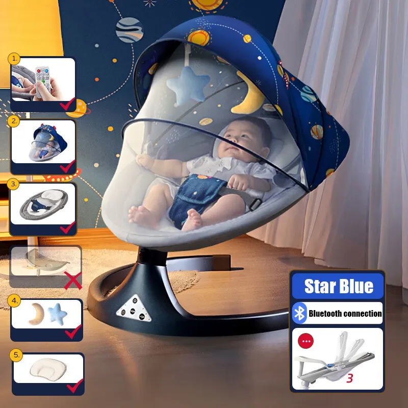 Baby electric cradle with mosquito net intelligent bluetooth music cradle multi function baby rocking chair Lazada PH