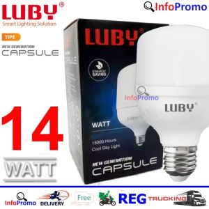 Lampu LED LUBY Capsule 14 Watt Super Terang Murah Warna Putih Garansi 2 Tahun