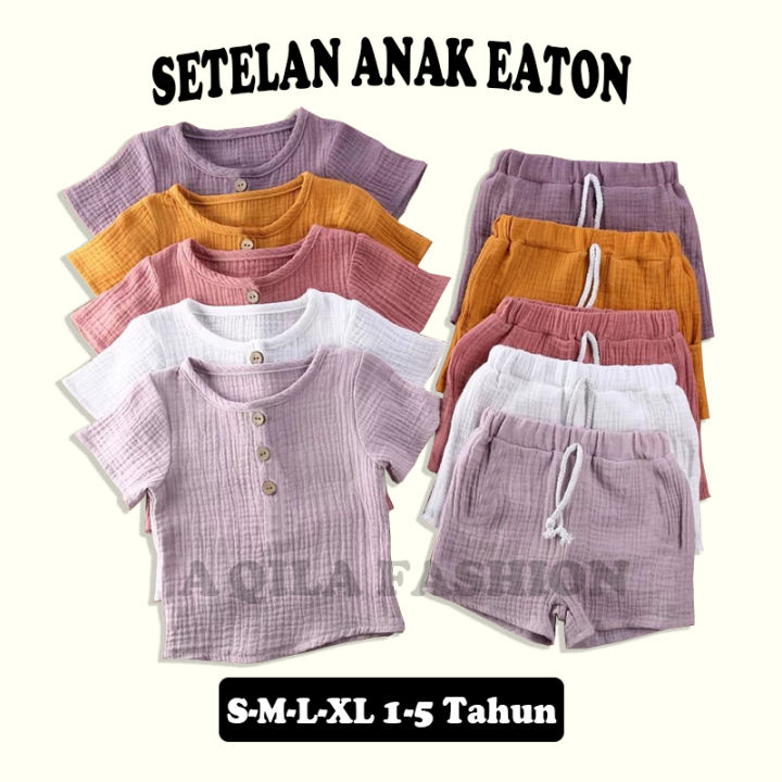 AQILA - SET ANAK EATON CREPE PREMIUM / SETELAN ANAK PEREMPUAN / LAKI - LAKI /SET ANAK UNISEX