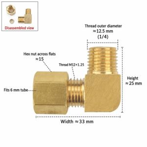 LUCHY WATCHES Brass Compression Tube Fitting 90 Degree External Thread Male Elbow Connector Easy Install Tube Elbow