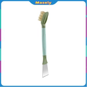 Masely Dual Head Cleaning Brush with Scraper Copper Wire Bristle Gap Cleaner for Gas Stove Range Hood
