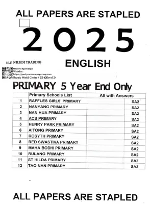2025 Singapore Primary School Past Year Exam Papers | P3 P4 P5 Year-End Examination Papers