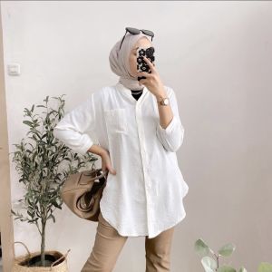 Tunik Wanita Kerah Sanghay Remaja Crinkle Airflow Atasan Muslim Terlaris