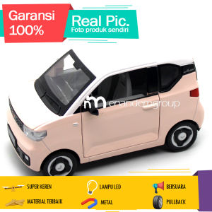 Diecast Mainan Mobil Listrik Wuling Air Ev Besi Metal 1/20 LED Suara
