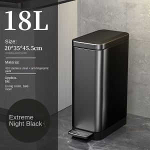 Stainless Steel Trash Can with Pedal for Bathroom 10/18L Metal Garbage Bin Narrow Waterproof Living Room Paper Basket Cleaning Supplies