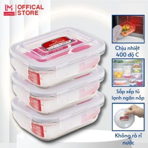 Bộ Hộp Thủy Tinh Hình Chữ Nhật Trữ Thực Phẩm Cường Lực Và Chịu Nhiệt Cao- CBHL370