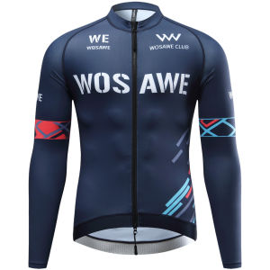 WOSAWE Men Cycling Jersey Sublimation Printing Reflective Breathable Long Sleeve Sports Bike Shirt